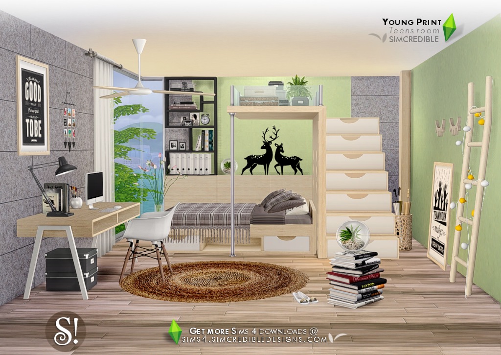 'Young Print' Teen Bedroom by SIMcredible - Liquid Sims